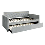 Glam Velvet Upholstered Twin Size Daybed with Trundle