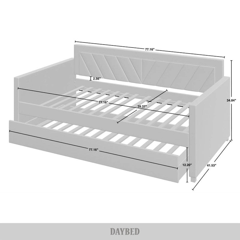 Glam Velvet Upholstered Twin Size Daybed with Trundle