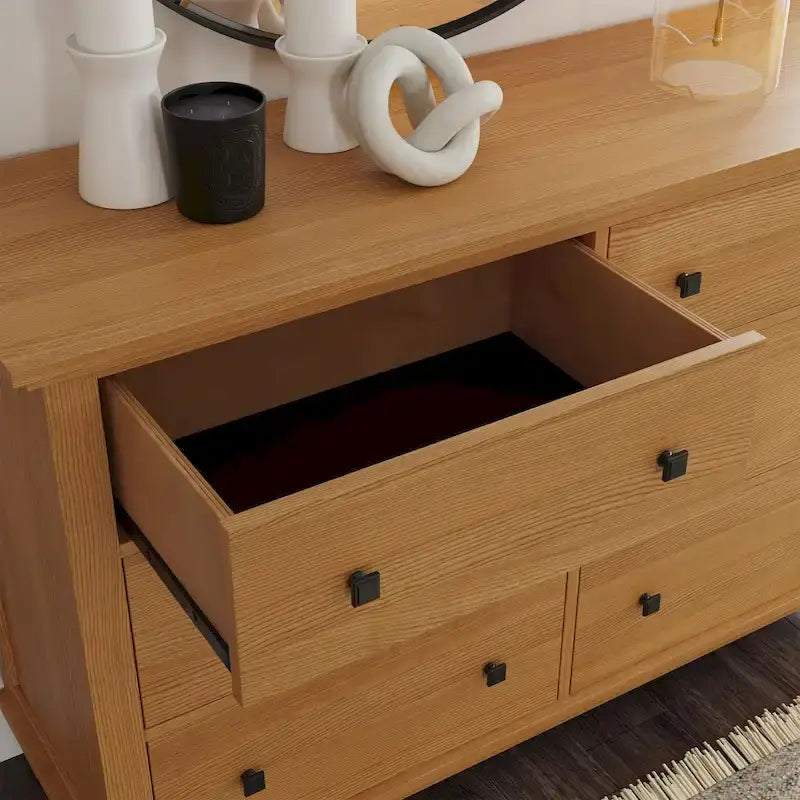 Oak Park Brown Wood King Bed, Two Nightstands and Dresser