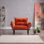Mojay Futon Love SeatMetal frames2 Seater Plush Chenille Upholstered Sofa