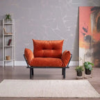 Mojay Futon Love SeatMetal frames2 Seater Plush Chenille Upholstered Sofa