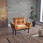 Mojay Futon Love SeatMetal frames2 Seater Plush Chenille Upholstered Sofa