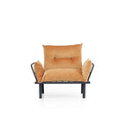 Mojay Futon Love SeatMetal frames2 Seater Plush Chenille Upholstered Sofa