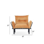 Mojay Futon Love SeatMetal frames2 Seater Plush Chenille Upholstered Sofa