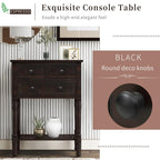 Narrow table, rustic entrance table, slim sofa table, three storage drawers and bottom shelf