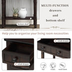 Narrow table, rustic entrance table, slim sofa table, three storage drawers and bottom shelf