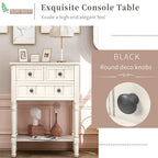 Narrow table, rustic entrance table, slim sofa table, three storage drawers and bottom shelf