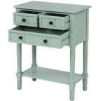 Narrow table, rustic entrance table, slim sofa table, three storage drawers and bottom shelf