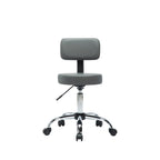 Adjustable Rolling Work Stool with Faux Leather Seat and Foldable Footrest, Versatile Stool for Home Office, Vanity,