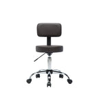 Adjustable Rolling Work Stool with Faux Leather Seat and Foldable Footrest, Versatile Stool for Home Office, Vanity,