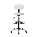 Adjustable Rolling Work Stool with Faux Leather Seat and Foldable Footrest, Versatile Stool for Home Office, Vanity,