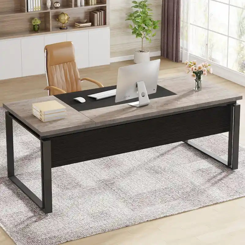 L-Shaped Executive Desk with File Cabinet