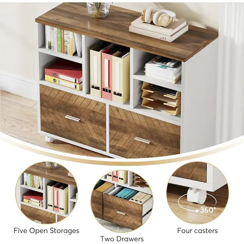 L-Shaped Executive Desk with File Cabinet