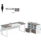L-Shaped Executive Desk with File Cabinet