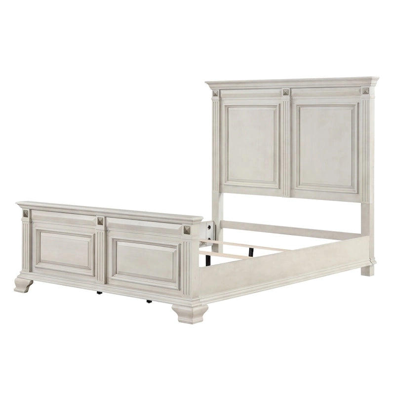 Roundhill Furniture Renova Distressed Parchment Wood Panel Bed