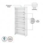 Fairview Antique White 5-shelf Bookcase - Antique - 29.57L x 12.09W x 68.94H