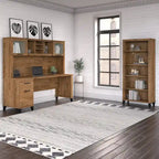 Somerset 72W Office Desk with Hutch and 5 Shelf Bookcase in Ash Gray
