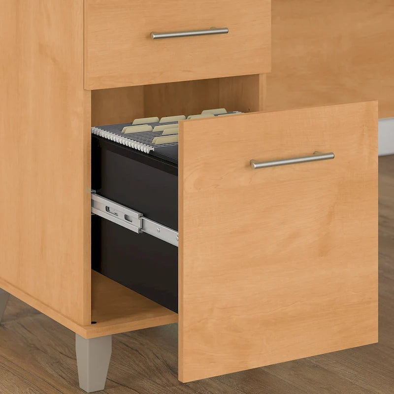Somerset 72W Office Desk with Hutch and 5 Shelf Bookcase in Ash Gray