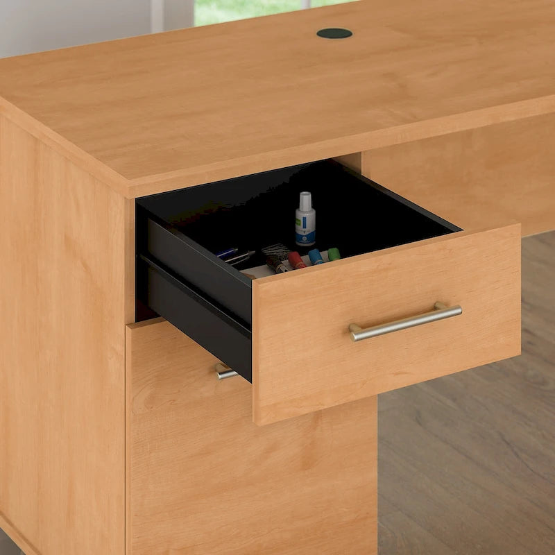 Somerset 72W Office Desk with Hutch and 5 Shelf Bookcase in Ash Gray