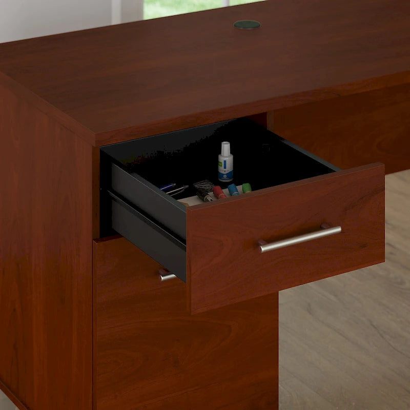Somerset 72W Office Desk with Hutch and 5 Shelf Bookcase in Ash Gray
