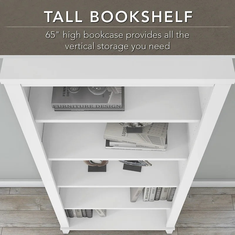 Somerset 72W Office Desk with Hutch and 5 Shelf Bookcase in Ash Gray