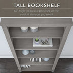Somerset 72W Office Desk with Hutch and 5 Shelf Bookcase in Ash Gray