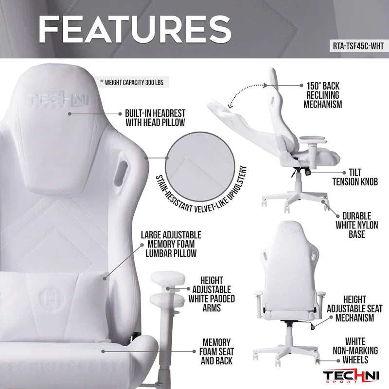 Velvet Memory Foam Gaming Chair