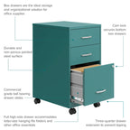 Space Solutions 18 Deep 3 Drawer Mobile Organizer Metal Cabinet, Teal