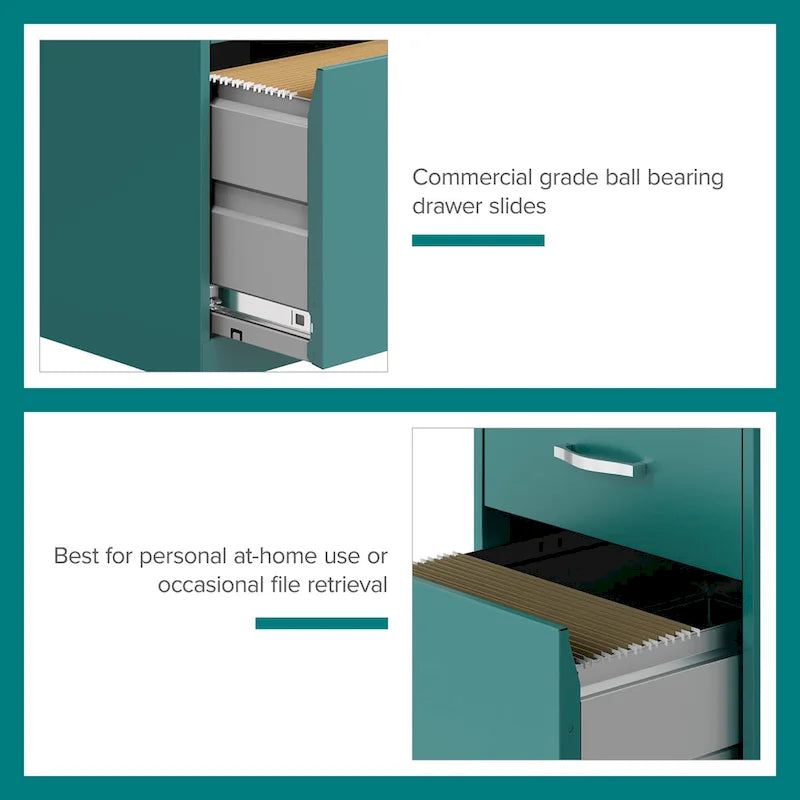 Space Solutions 18 Deep 3 Drawer Mobile Organizer Metal Cabinet, Teal