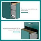 Space Solutions 18 Deep 3 Drawer Mobile Organizer Metal Cabinet, Teal