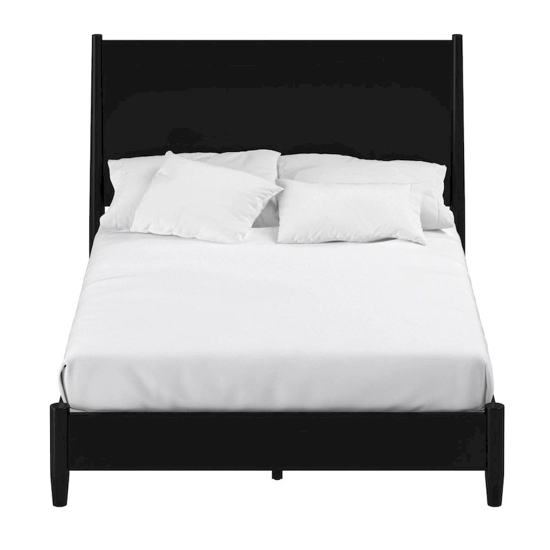 Alpine Furniture Flynn Mid Century Modern Panel Bed, Black
