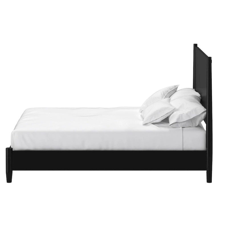 Alpine Furniture Flynn Mid Century Modern Panel Bed, Black