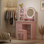 Timechee 31.5 Wide Makeup Vanity Set with Stool, Mirror,3 Color Light - 31.5W