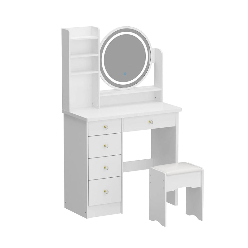 Timechee 31.5 Wide Makeup Vanity Set with Stool, Mirror,3 Color Light - 31.5W