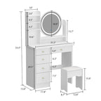 Timechee 31.5 Wide Makeup Vanity Set with Stool, Mirror,3 Color Light - 31.5W