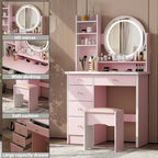 Timechee 31.5 Wide Makeup Vanity Set with Stool, Mirror,3 Color Light - 31.5W