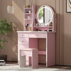 Timechee 31.5 Wide Makeup Vanity Set with Stool, Mirror,3 Color Light - 31.5W