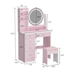 Timechee 31.5 Wide Makeup Vanity Set with Stool, Mirror,3 Color Light - 31.5W