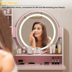 Timechee 31.5 Wide Makeup Vanity Set with Stool, Mirror,3 Color Light - 31.5W
