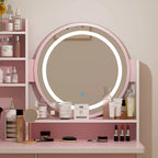 Timechee 31.5 Wide Makeup Vanity Set with Stool, Mirror,3 Color Light - 31.5W