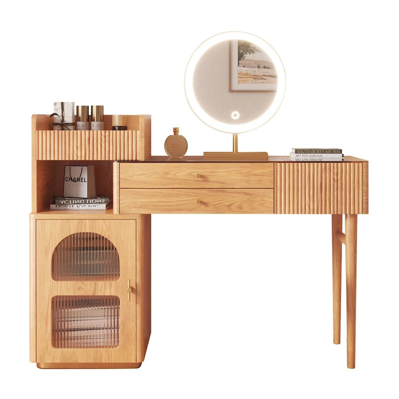 JASIWAY Vanity Set Makeup Table with 3 Drawers, Wood