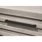 Roundhill Furniture Alvear Upholstered Wood Panel Bed, Dresser, Mirror, 2 Nightstands, and Chest, Weathered Gray