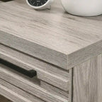 Roundhill Furniture Alvear Upholstered Wood Panel Bed, Dresser, Mirror, 2 Nightstands, and Chest, Weathered Gray