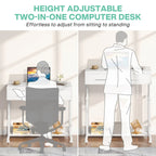 Adjustable Side Table Portable Desk with Drawers and Wheels for Home Office