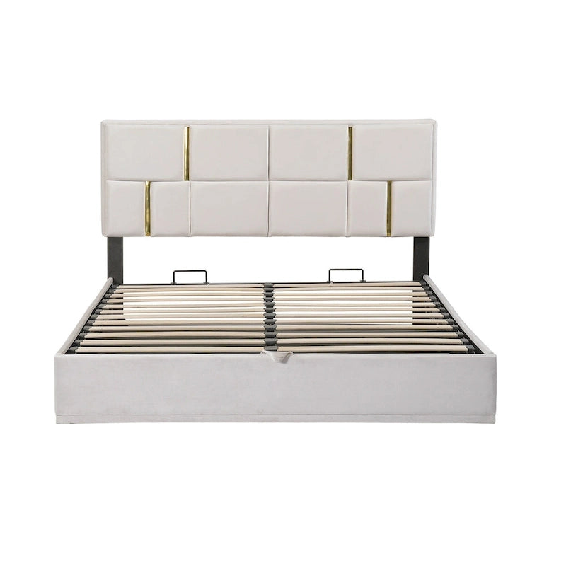 2-Pieces Bedroom Sets Queen Size Bed with Storage Ottoman