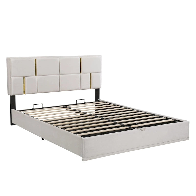 2-Pieces Bedroom Sets Queen Size Bed with Storage Ottoman