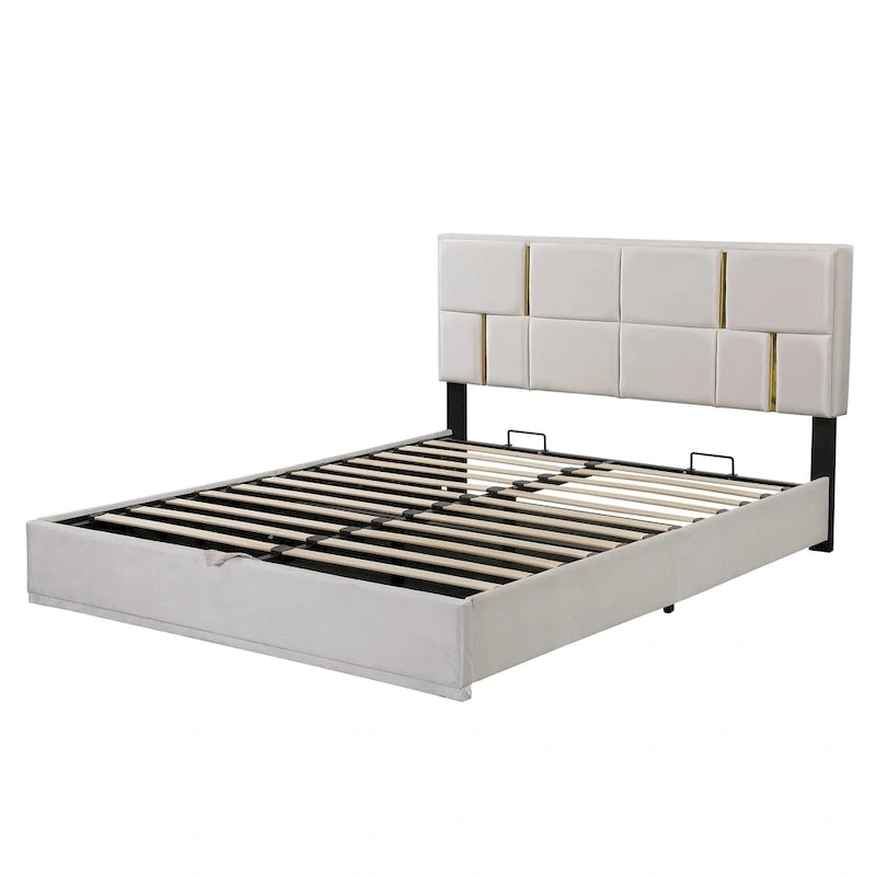 2-Pieces Bedroom Sets Queen Size Bed with Storage Ottoman