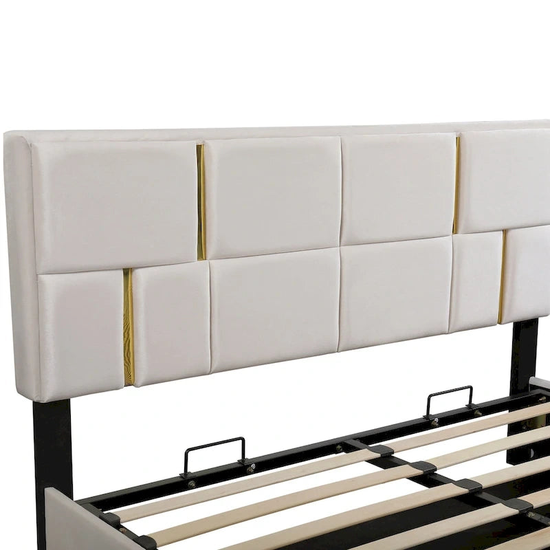 2-Pieces Bedroom Sets Queen Size Bed with Storage Ottoman