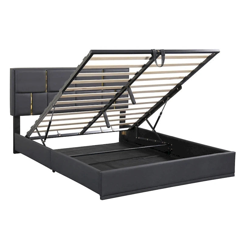 2-Pieces Bedroom Sets Queen Size Bed with Storage Ottoman