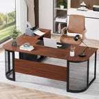Large 63 L-Shaped Executive Office Desk with 31 File Cabinet